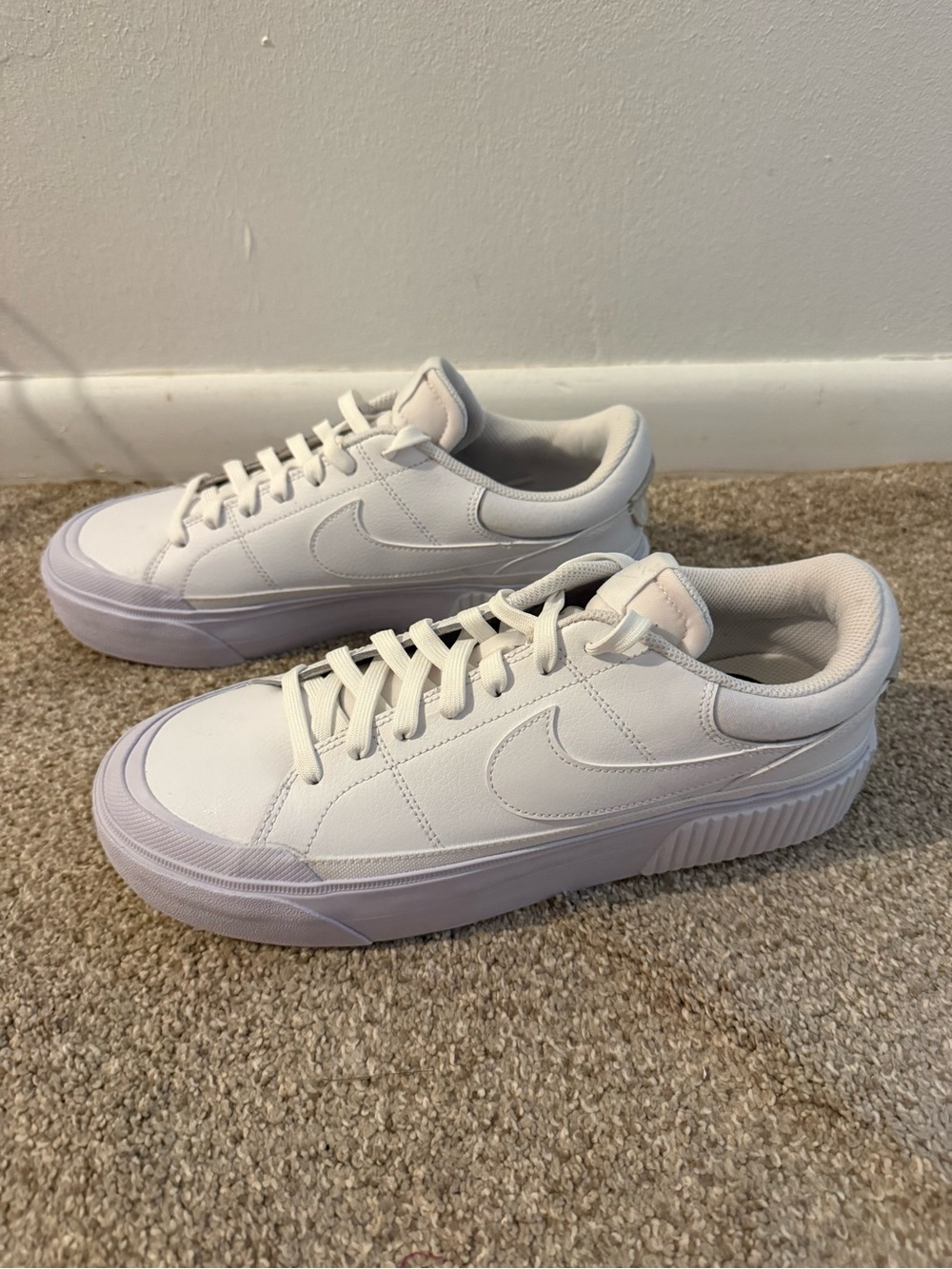 Nike White Low-Profile Platform Sneakers